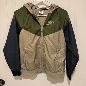 Nike Tri-Color Hooded Jacket in Army Green, Tan and Black Size M